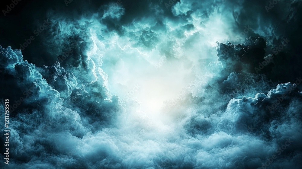 Leinwandbilder Dynamic glowing frames of abstract mists dissolving in ethereal clouds nature digital art atmospheric aerial perspective