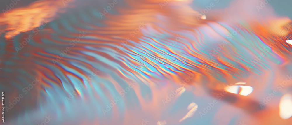 Aufkleber wavy lines and distorted grids create fluid movement in vibrant colors