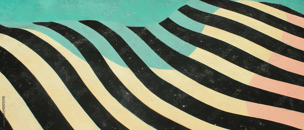 Poster Wavy lines and geometric shapes create a vibrant texture of contrast and movement