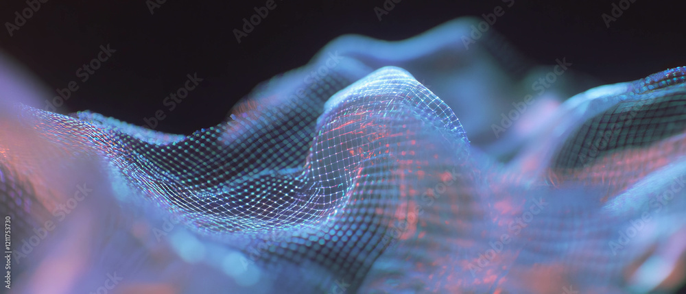 Aufkleber Fluid movement of wavy lines and distorted grids creating an abstract texture