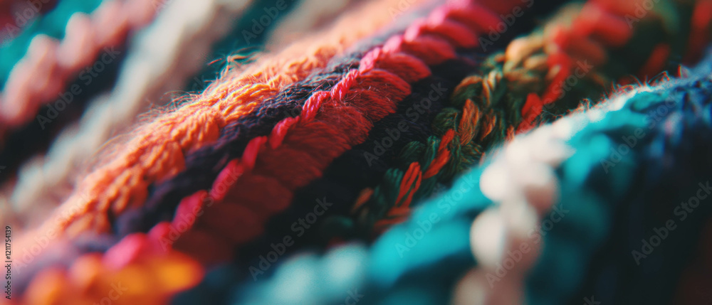 Aufkleber vibrant woven fabric showcases intricate patterns and colorful threads