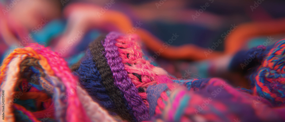 Poster woven fabric showcasing vibrant colors and intricate patterns in textile design