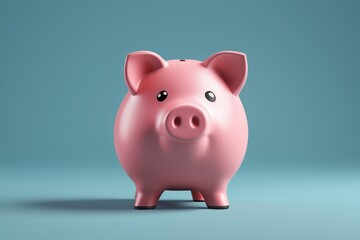 a close up of a pink piggy bank on a blue background