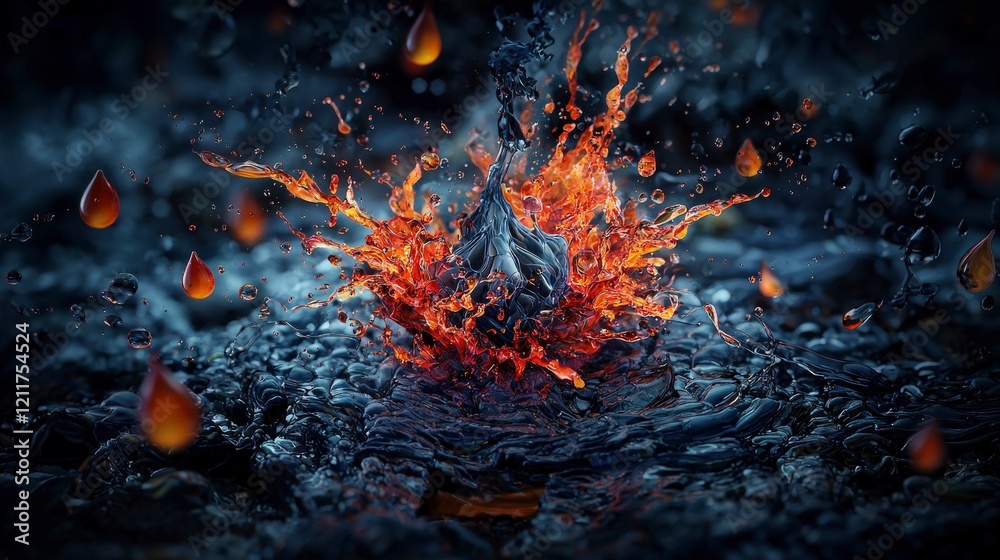 Leinwandbilder Dynamic eruption of dark patterns abstract splash digital art artistic environment close-up viewpoint creative concept
