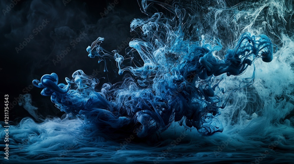 Leinwandbilder dark swirling ink patterns merging with translucent shades abstract art creative space artistic view