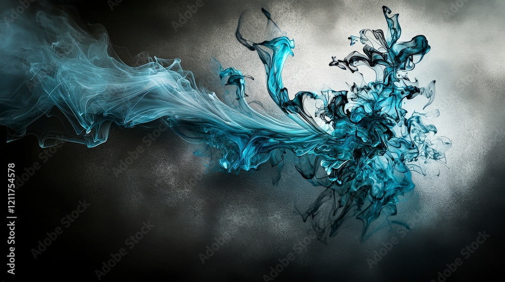 Fototapete dynamic ink patterns blending into translucent shapes artistic studio digital art creative environme