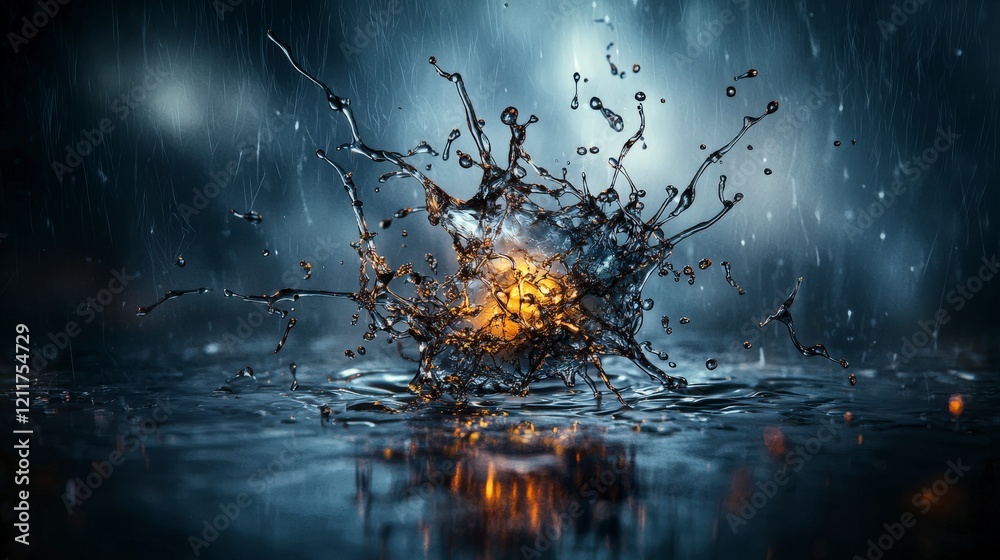 Leinwandbilder dynamic water splash creating ethereal patterns urban environment photography surreal atmosphere clo