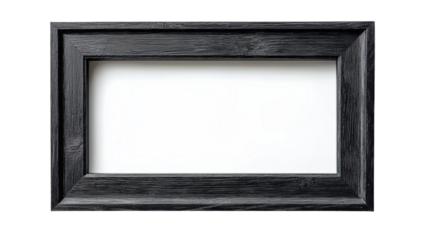 Black wooden frame without artwork isolated on transparent background