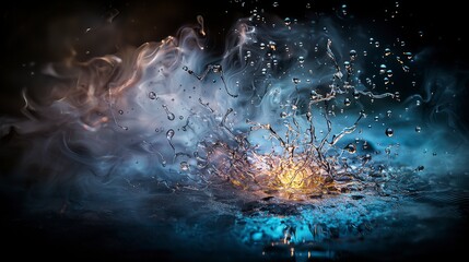 Ethereal water splash tranquil studio high-resolution photography dark wisps of thought artistic viewpoint