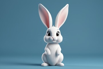 Fototapeta premium arafed white rabbit with big ears sitting on a blue surface