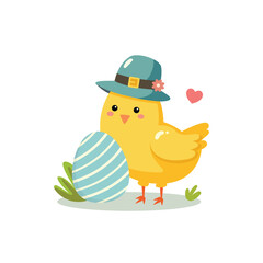 baby chicken wearing blue hat