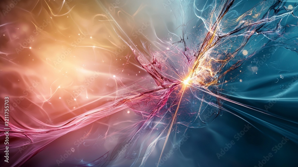 Leinwandbilder dynamic light streaks intersecting colorful layers abstract art digital creation visual harmony arti
