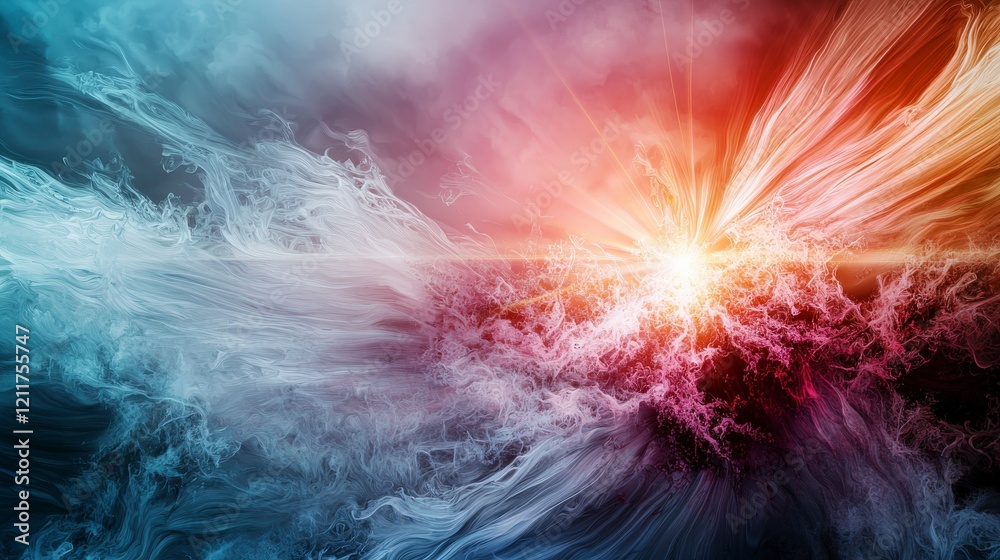 Poster stunning abstract light burst digital art creation vibrant colors ethereal environment dramatic view