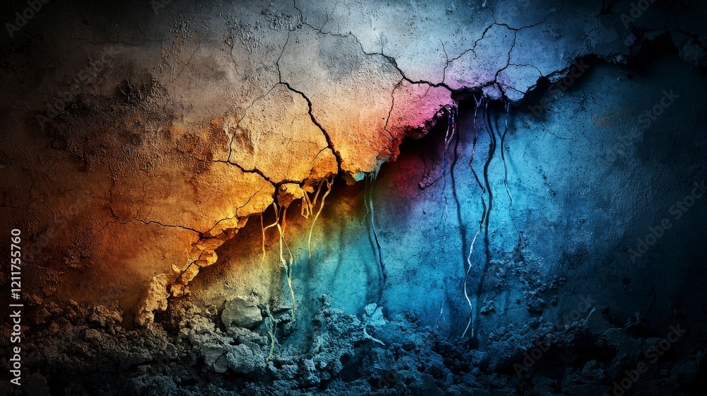 Aufkleber dreamlike shadows through fragile wall paint abandoned building abstract art urban environment close