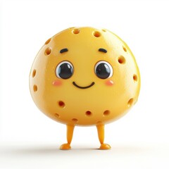 Fototapeta premium 3D cartoon character-style omelet, isolated on white background, with a cheerful and friendly expression.