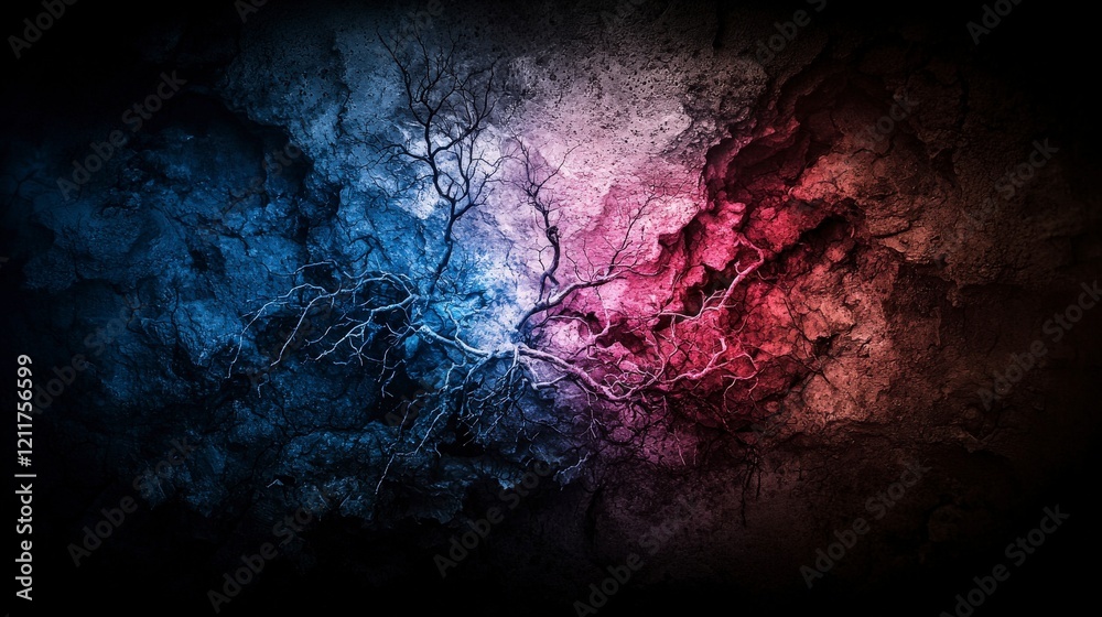 Fototapete dynamic splashes of shadowy hues spreading across a textured surface abstract art digital artwork vi