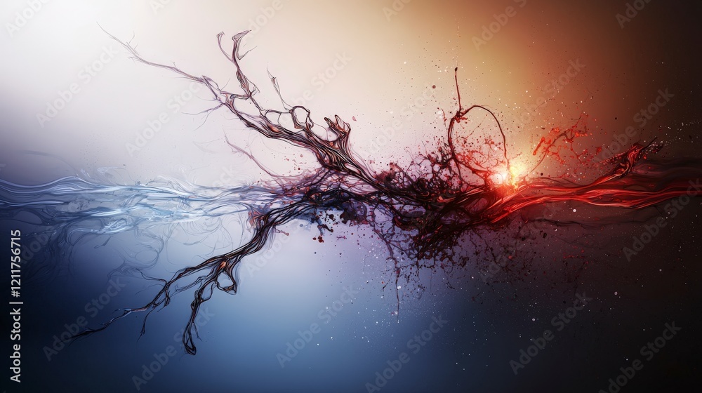 Aufkleber dynamic trembling strokes illustrating surreal nature abstract art digital creation dreamlike enviro