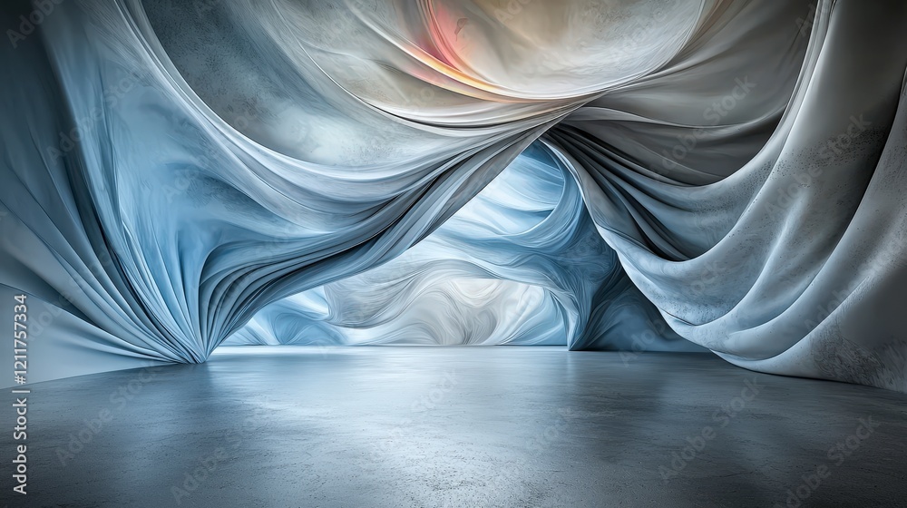 Fototapete dynamic wavy lines intersecting surreal space gallery abstract art aesthetic environment artistic pe