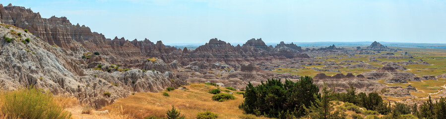Looking out from the Cliff Shelf Formations of the Badlands, Badlands National Park, South Dakota