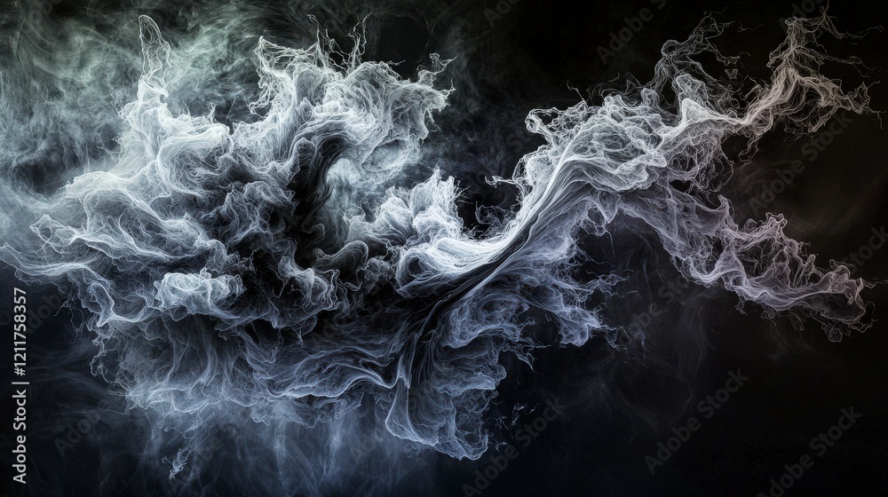Aufkleber ethereal wavelike textures merging with fading outlines abstract digital art dark background surreal