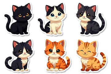 Fototapeta premium Sticker Pack: Adorable Cartoon Cats