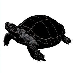 Fototapeta premium Silhouette of a turtle, elegant and dark.