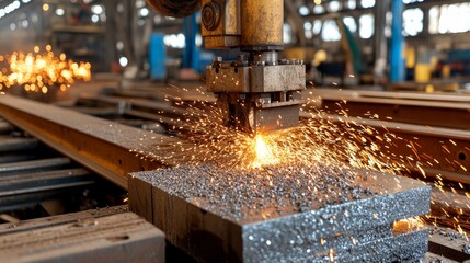 Innovative Metal Cutting Machine in Action at an Industrial Steel Smelting Plant Revolutionizing the Manufacturing Process