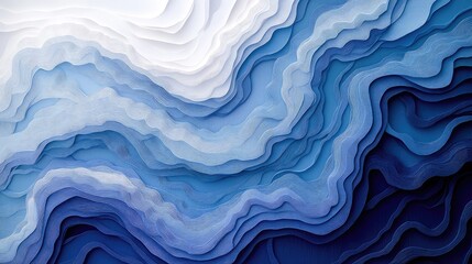 Fototapeta premium Abstract Paper Cut Art Showcasing Layered Waves and Flowing Forms in Blue Tones