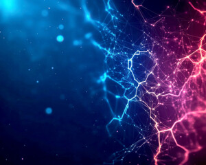 Abstract futuristic background with glowing lines and dots.