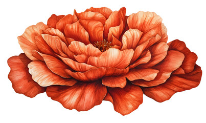 Orange peony blossom, close-up, dark background, floral art, design