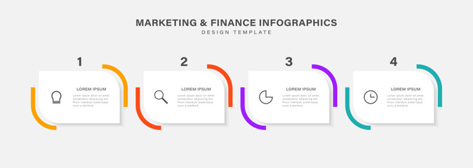 Business infographic template design. 4 options or steps timeline infographic design. Process diagram, presentations, workflow layout.