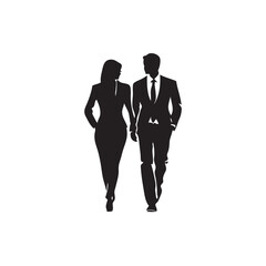silhouette of a business couple