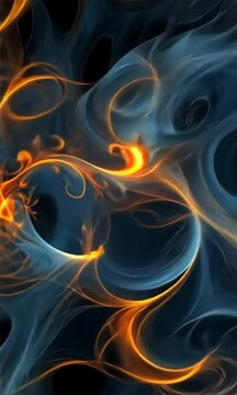 Blue and orange fractal art abstract background. Generative ai