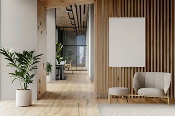 Clear Pixel Image of 3D Wall Logo Mockup in the Office Managers Room