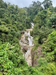 Amazing Lata Puteh Waterfall Surronded by Rainforest in Lenggong, Perak, Malaysia. Malaysia Tourism