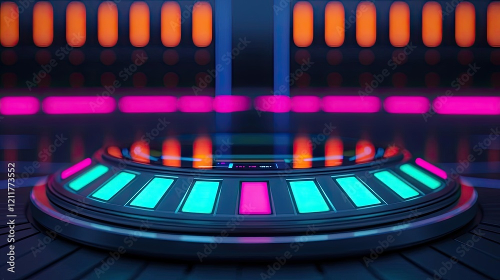 Poster digital mentor ai idea. futuristic interface with glowing buttons and vibrant colors in a tech envir