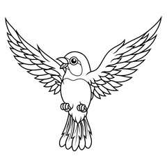 funny cartoon sparrow line art