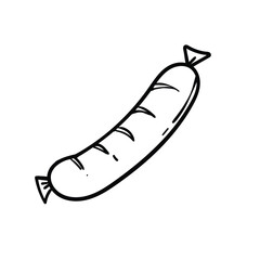 Simple Line Drawing of a Sausage. Illustration Design