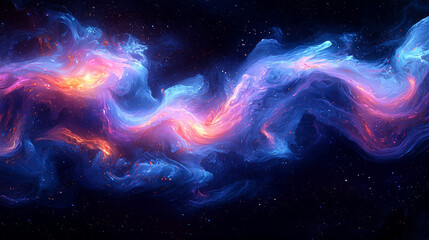 Fototapeta premium dynamic cosmic tides swirl across the universe, blending fiery orange and deep blue hues in ethereal dance