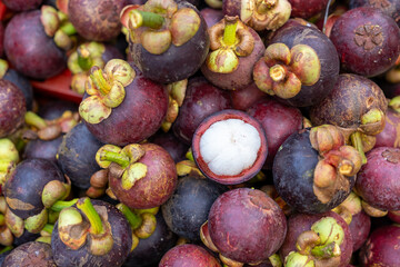 Fresh Mangosteen Fruit Displayed With Vibrant Colors in a Close-Up View