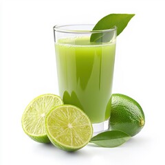 Tangy lime juice, isolated on white background, perfect for refreshing any moment with its vibrant flavor.