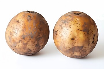 Two Dirty Potatoes Isolated on White Background