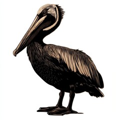 Fototapeta premium Brown Pelican illustration, detailed artwork.
