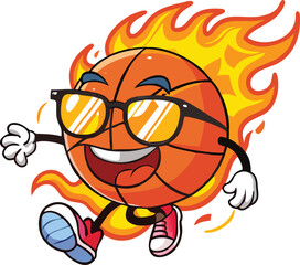 Cartoon Basketball with Flames Vector Art