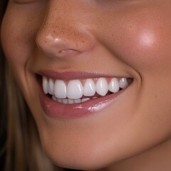 Obraz premium Close-up woman's smile, studio, beauty, skincare