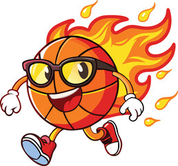 Flaming Basketball Character Illustration for Branding