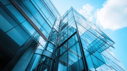 Close-up glass and steel facade modern Architecture exterior