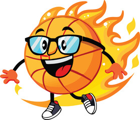 Flaming Basketball Character Illustration for Branding