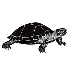Fototapeta premium Black and white illustration of a turtle