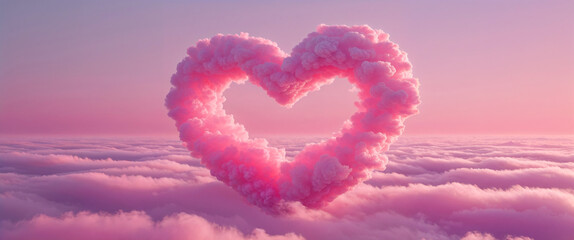 Pink fluffy cloud on the pink sky.